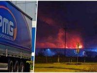 Trevigiano: vasto incendio nell’azienda logistica Pmg di Volpago del Montello